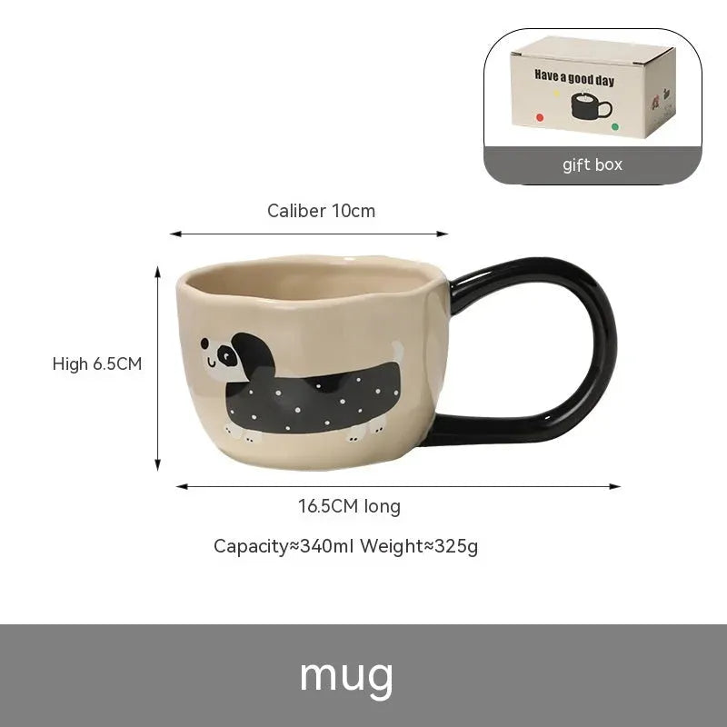 Cute Cartoon Milk Oatmeal Couple Coffee Mug - Bellarte Enchanté Cute Cartoon Milk Oatmeal Couple Coffee Mug